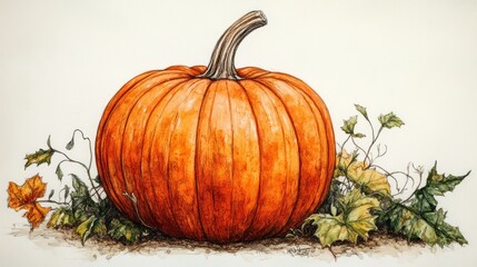 Hand-painted pumpkin illustration