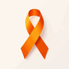 Orange ribbon awareness symbol on white background