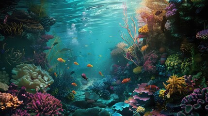 Obraz premium Vibrant coral reef underwater scene