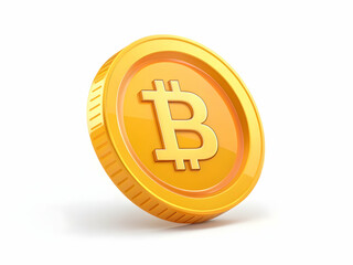 Digital Bitcoin Coin on White Background Representing Cryptocurrency Value