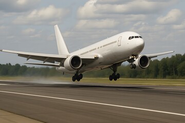 Airplane in the airport, A Boeing Airplane Taking Off from the Runway, created by AI