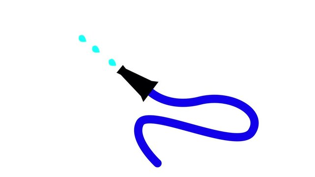 Hose Animation Spraying Water on White Background