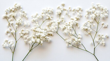 Elegant White Baby's Breath Flowers Isolated on White Background