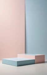 Two vibrant boxes, one bright blue and the other a cheerful yellow, rest side by side on a clean white surface, casting soft shadows beneath them.