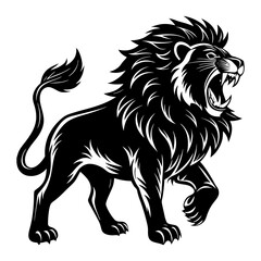 Download Roaring Lion Silhouette Vector Illustration White Background Svg File For Design.