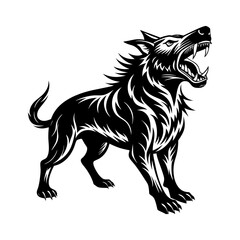 Download Roaring Dog Silhouette Vector Illustration White Background Svg File For Design.