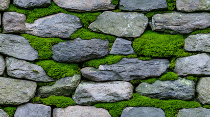 Obraz premium Mossy stone wall seamless pattern
