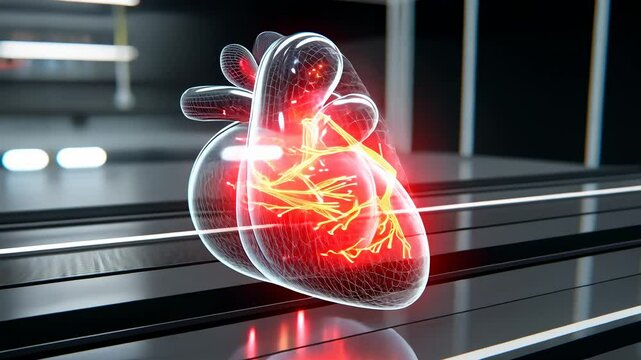 Digital Heart Model with Luminous Veins and Realistic Details