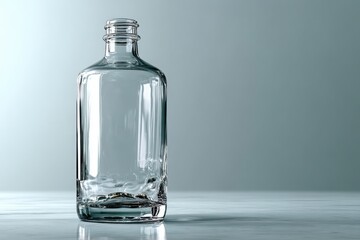 Elegant clear glass bottle on a minimalist surface