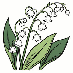 Elegant Lily of the Valley Flower – Minimal Botanical Vector Art
