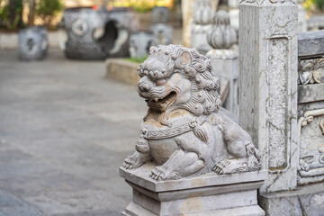 Chinese Stone Lion in Chinese Temple