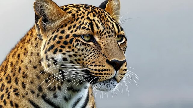 Detailed Portrait of a Majestic Leopard Against a Soft Background
