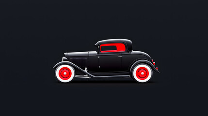 Fototapeta premium Classic retro car illustration isolated on black background