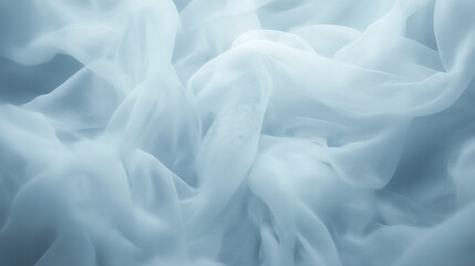 Obraz premium Surreal composition of floating cotton fabric in soft blue tone creating dreamy effect