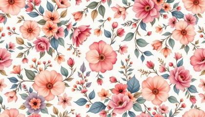 A delicate and ethereal pattern of watercolor lace florals intricately intertwined and repeated in a soft and feminine color palette.