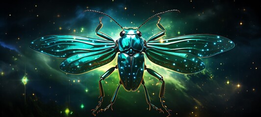 green leaf firefly shaped constellation, ai generative