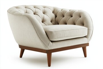 Mid-century modern armchair, tufted back,
