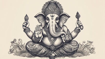 Hindu deity, Ganesh, illustration