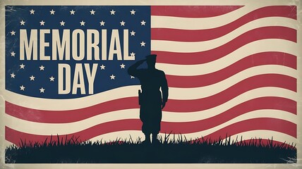 memorial day soldier salute poster american flag grass patriotic tribute decor