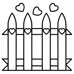 Whimsical Garden Fence with Hearts Outline
