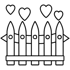 Whimsical Garden Fence with Hearts Outline