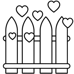 Whimsical Garden Fence with Hearts Outline