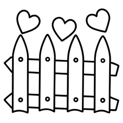 Whimsical Garden Fence with Hearts Outline