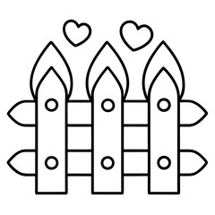 Whimsical Garden Fence with Hearts Outline