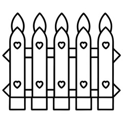 Whimsical Garden Fence with Hearts Outline