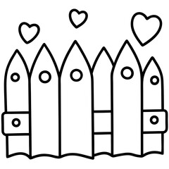 Whimsical Garden Fence with Hearts Outline
