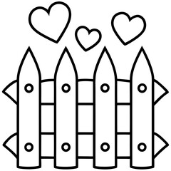 Whimsical Garden Fence with Hearts Outline
