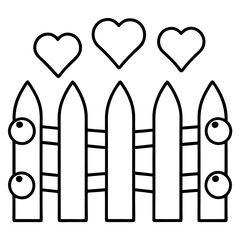 Whimsical Garden Fence with Hearts Outline