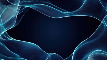 Naklejka premium Abstract Wave Patterns in Blue and Turquoise with Smooth Flowing Lines Against a Dark Background