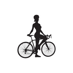 Obraz premium Woman riding bicycle silhouette.