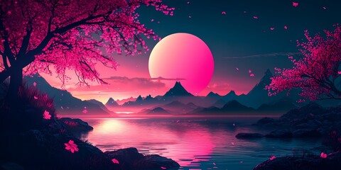 pavilion torii gate at sunset cherry blossoms