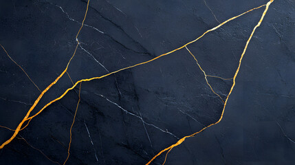 Abstract dark black stone texture with gold veins