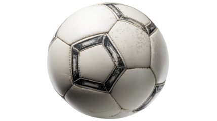Close-up of a classic soccer ball with a textured surface. transparent background