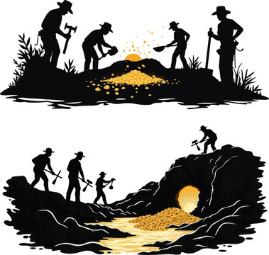 Gold Rush Prospectors at Work