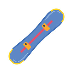 A snowboard featuring bindings, representing the winter sport of snowboarding, adventure, and tricks on.