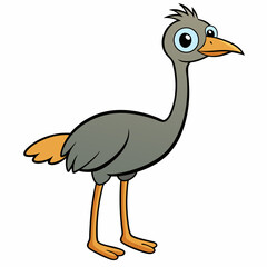 vector illustration of cartoon ostrich