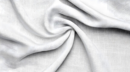 Fototapeta premium Gathered and folded texture of white linen fabric background