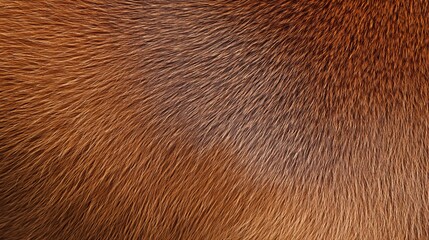 Close up full frame texture of brown faux fur material with soft fluffy fibers. Detailed background for textile, fashion, fabric, clothing, upholstery, cozy winter warm concepts