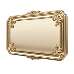 A gold framed sign with the word "Retomit" written in gold. The sign has a fancy design and he is a decorative piece