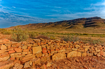 Close up of hand built stone wall
