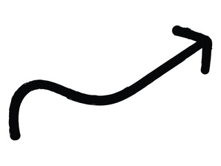 Hand-drawn Curved Upward Arrow Sketch. Black Brushstroke Doodle Vector. Growth Direction Symbol for Progress and Navigation.