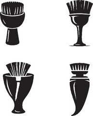 Vector illustration of different types of shaving brushes
