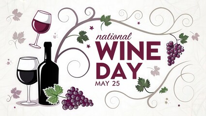 National wine day celebration with red wine bottle and glasses design