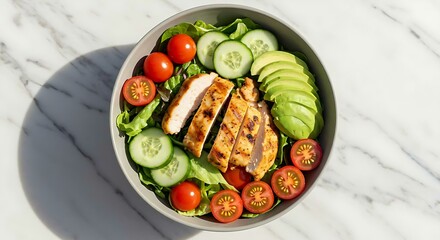 Fresh garden salad bowl with mixed greens