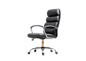 Elegant Black Leather Office Chair with Chrome Base and Ergonomic Design for Comfort and Style