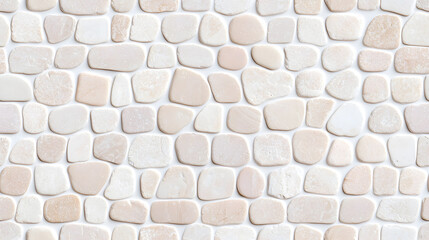 White stone mosaic tiles seamless pattern. Stone architecture backdrop
